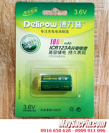 Delipow CR123A; Pin sạc 3.6v Lithium Delipow CR123A 1000mAh chính hãng _Bảo hành 01 tháng